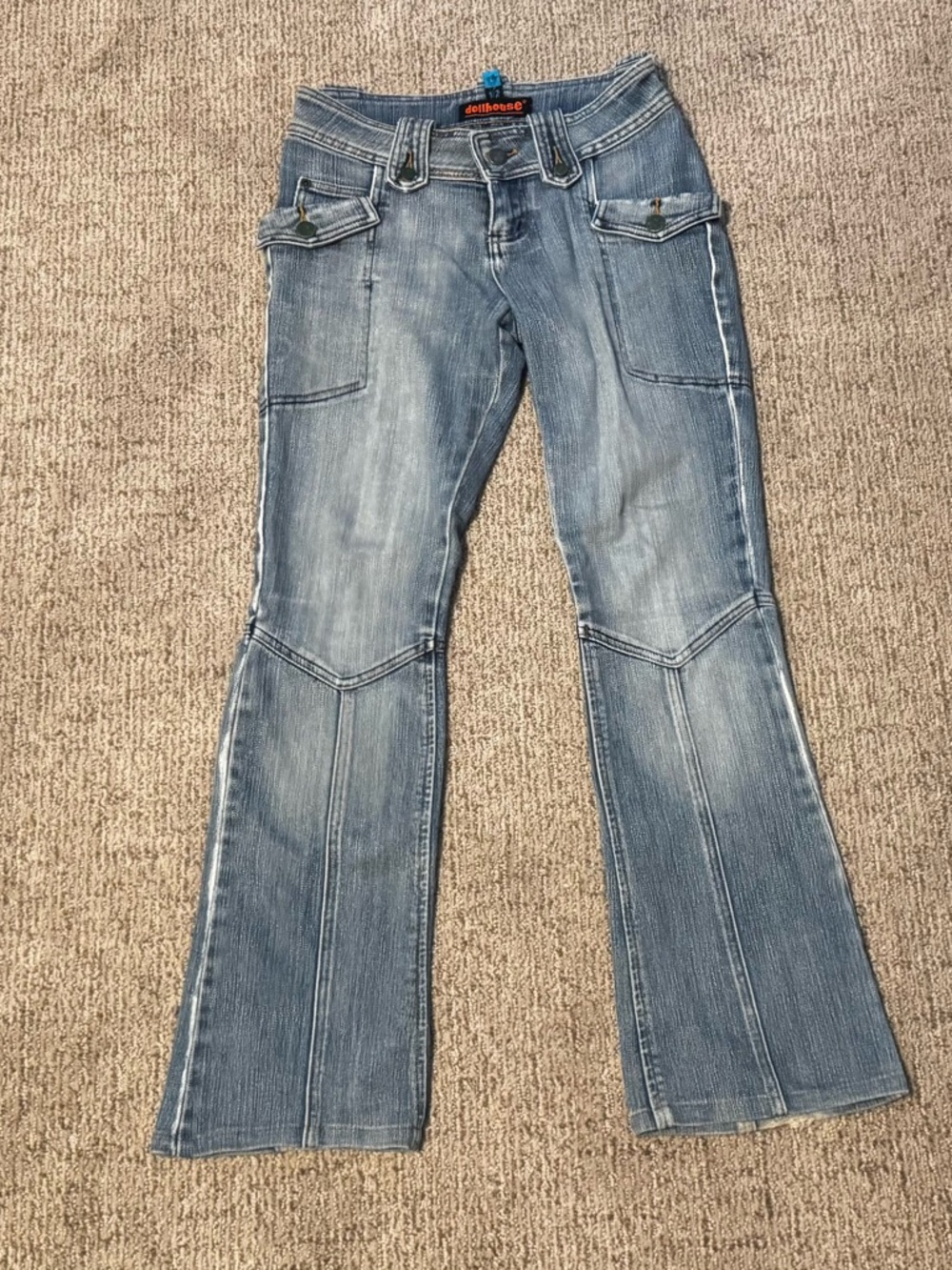 Dollhouse Light Blue Flare Jeans with Cargo Pockets